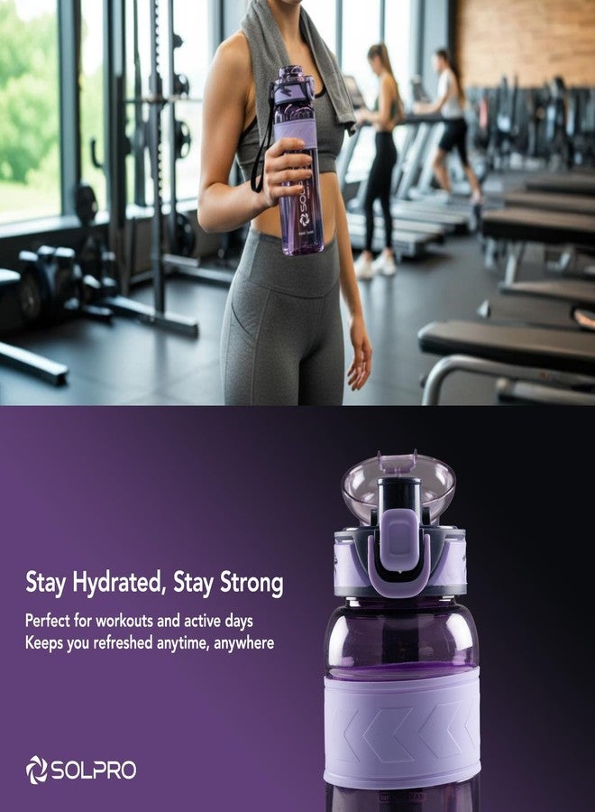 Solpro Agua Spain Sipper Water Bottle 1000 ml Leakproof BPA Free, Sipper Bottle for Kids, Men, Women, Adults for School, Office, College, Travel, Gym, Workout, Outdoor, Camping (Purple/Purple) - Image 5